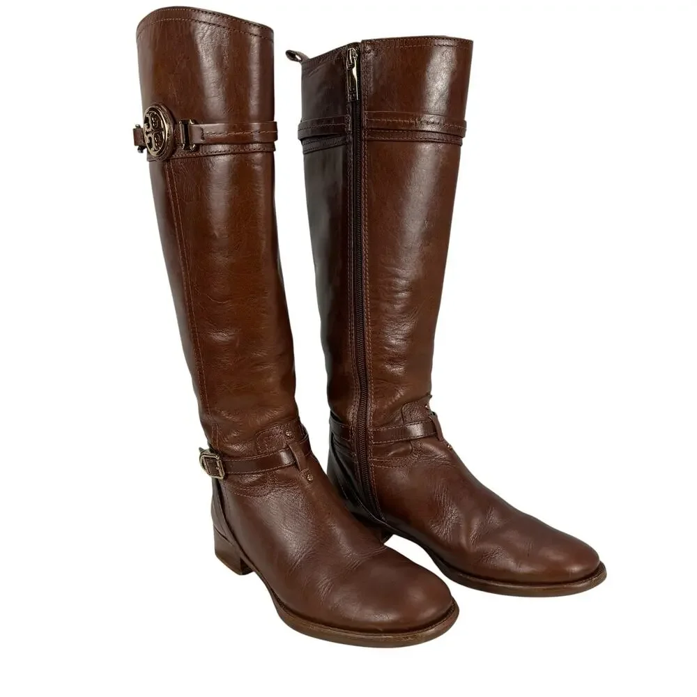 Tory Burch Calista Riding Leather Boots Size 8